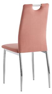TEMPO Jedálenská stolička, ružová Velvet látka / chróm, OLIVA NEW