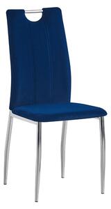 TEMPO Jedálenská stolička, modrá Velvet látka / chróm, OLIVA NEW