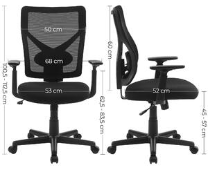 SONGMICS Kancelárska stolička - čierna - 68x67x112,5 cm
