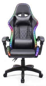 TEMPO Kancelárske / herné kreslo s RGB LED podsvietením, čierna, MAFIRO