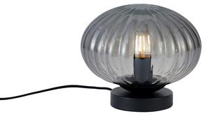 Dizajnová stolná lampa čierna s dymovým sklom - Mochi