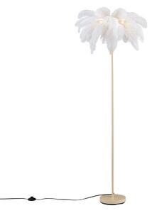 Art Deco stojacia lampa béžová s bielymi perami - Peahen
