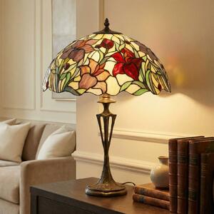 Stolová lampa Athina v tiffany štýle, Viacfarebné, Obývacia izba / jedáleň, Plast, Tiffany, Stojacie svietidlo