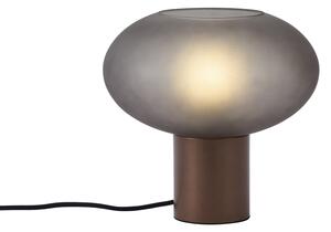 Dizajnová stolná lampa bronzová s matným sivým sklom - Umbrella