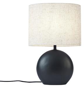 Japandi stolná lampa čierna s ľanovým tienidlom - Timo
