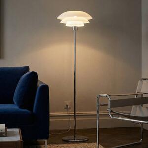 Dyberg Larsen DL31 stojaca lampa sklo, chróm, Biela / opálová, Obývacia izba / jedáleň, Sklo, Škandinávsky, Stojaca lampa