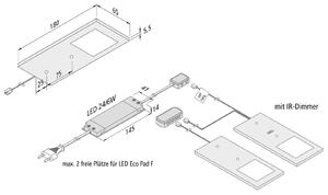Podhľadové LED svietidlo Eco-Pad F 2x 3000K hliník, Hliník / sivá / zinok, Kuchyňa, Hliník, Moderný, Nábytkové svetlo štvorec
