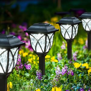 GIGALUMI solárne lampy pre exteriér, 6 ks LED solárnych záhradných svietidiel, solárne svietidlá pre záhradu, terasu, balkón, krajinu, chodník, cestičku (teplá biela)