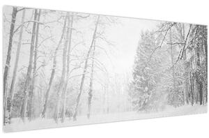 Obraz - Drevené mólo v zime (120x50 cm)