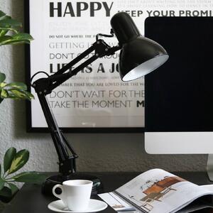 Stolná lampa Hera, čierna, kov, výška 53 cm, E14, Čierna, Pracovňa / Kancelária, kov, Stolová lampa