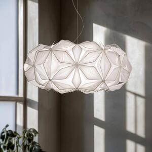 Závesné svietidlo C'EST LA VIE, biela/transparentný kábel, Ø 53 cm, Biela / opálová, Obývacia izba / jedáleň, Plast, Dizajn, Závesné svietidlo