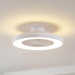 Stropný ventilátor Lindby LED Teleo, Ø 58 cm, biely, DC, Tuya, Biela / opálová, Obývacia izba / jedáleň, Plast, Moderný