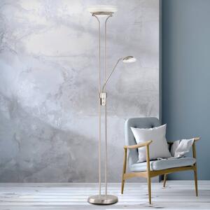 Bazénová stojacia lampa LED s ramenom na čítanie, funkcia, Hliník / sivá / zinok, Obývacia izba / jedáleň, kov, Moderný, Zemné bodové svetlo