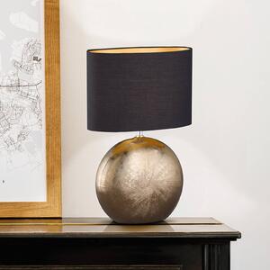 Stolová lampa Foro, bronzová/čierna, výška 53 cm, Hnedá / staromosadz, Obývacia izba / jedáleň, Keramický, Moderný, Stojacie svietidlo