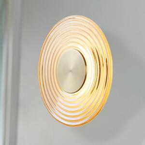 LED nástenné svetlo Cleo, jantárová/mosadzová farba, Ø 30 cm, sklo, Krémová / jantárovo žltá, Obývacia izba / jedáleň, Sklo, Moderný, Nástenné svietidlo