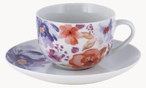 Porcelánové šálky na čaj's podšálkami Peony, 4 ks