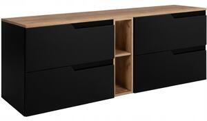 MODERN čierny B140DC závesná skrinka pod umývadlo 140 cm
