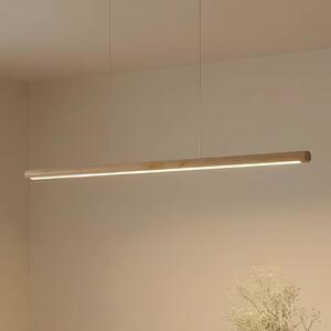 Lucande LED závesné svetlo Maruta, drevo, lúč, 120 cm, 3000K, Svetlé drevo, Obývacia izba / jedáleň, Drevo, Moderný, Závesné svietidlo