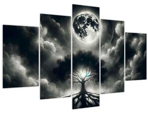 Obraz – Čiernobiely strom v splne (150x105 cm)