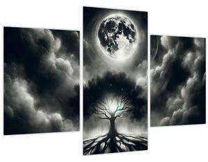 Obraz – Čiernobiely strom v splne (90x60 cm)