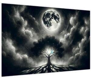 Obraz – Čiernobiely strom v splne (90x60 cm)