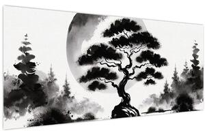 Obraz – Čiernobiela bonsai (120x50 cm)