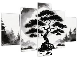 Obraz – Čiernobiela bonsai (150x105 cm)