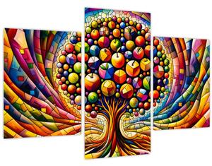 Obraz – Farebný strom s jablkami (90x60 cm)