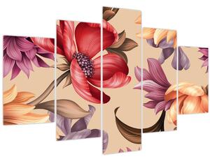 Obraz - Vintage kvety (150x105 cm)