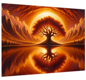 Obraz – Strom v krvavom slnku (70x50 cm)