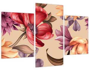 Obraz - Vintage kvety (90x60 cm)