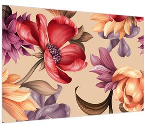 Obraz - Vintage kvety (90x60 cm)