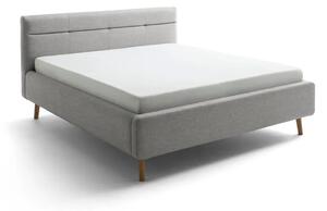 Sivá čalúnená dvojlôžková posteľ s úložným priestorom s roštom 160x200 cm Lotte – Meise Möbel