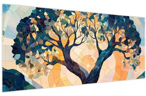Obraz – Mozaika – slnko a strom II. (120x50 cm)