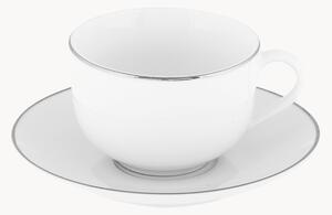 Porcelánové šálky na čaj's podšálkami Platinum Chic, 4 ks