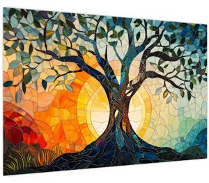 Obraz – Mozaika – slnko a strom I. (90x60 cm)