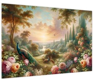 Obraz - Pávy v záhrade (90x60 cm)