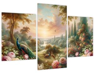 Obraz - Pávy v záhrade (90x60 cm)