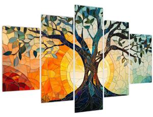 Obraz – Mozaika – slnko a strom I. (150x105 cm)
