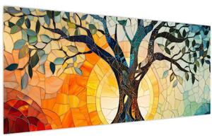 Obraz – Mozaika – slnko a strom I. (120x50 cm)