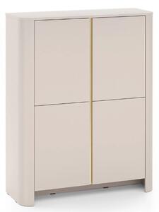 Vysoká komoda Sorrenti 103 cm - kašmírová / zlatá