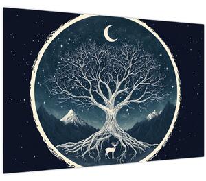 Obraz – Magický strom s jeleňom II. (90x60 cm)
