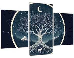 Obraz – Magický strom s jeleňom II. (90x60 cm)