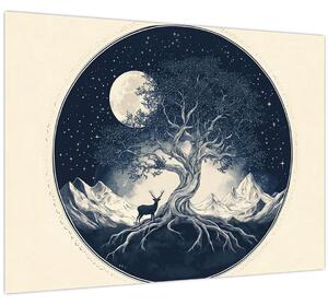 Obraz – Magický strom s jeleňom I. (70x50 cm)