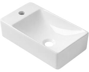 CERANO - Umývadlo keramické Sima - závesné ľavé - biela lesklá - 37,2x21,2 cm