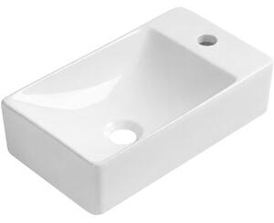 CERANO - Umývadlo keramické Sima - závesné pravé - biela lesklá - 37,2x21,2 cm