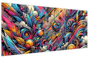 Obraz - Pestrofarebné graffiti (120x50 cm)