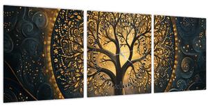 Obraz – Strom so zlatou aurou (s hodinami) (90x30 cm)