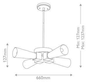 Elstead KRISTY-4P-DG-OPAL - Luster na tyči KRISTY 4xE27/40W/230V medený
