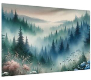 Obraz - Lesná krajina s hmlou (90x60 cm)